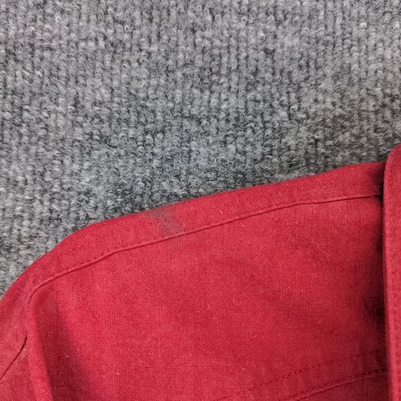 Lee Mens Button-Up Shirt Red Small Long Sleeve Chest Pocket Vented Curved Hem - Picture 4 of 12